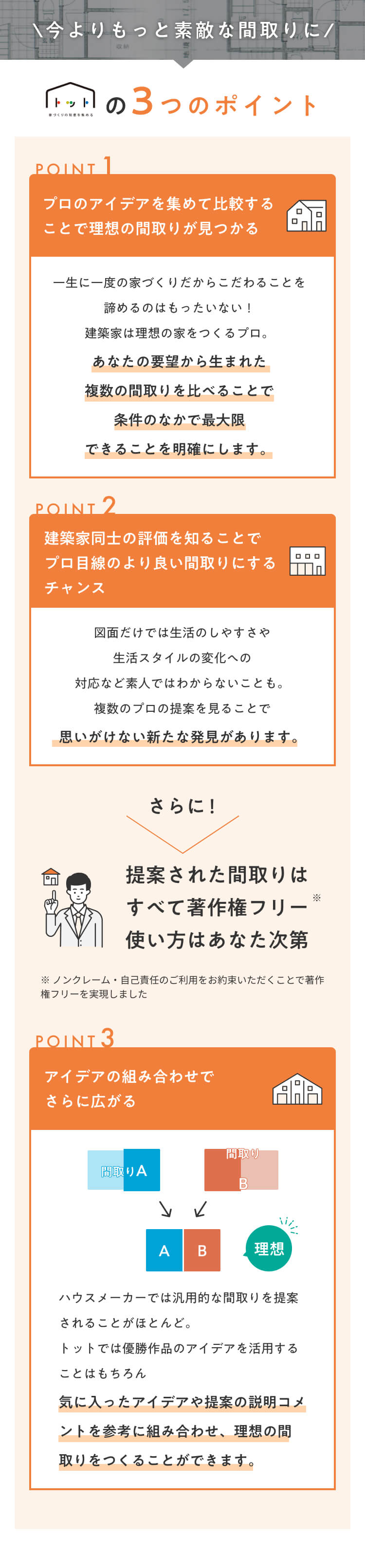 トットの特徴、3つのポイント説明